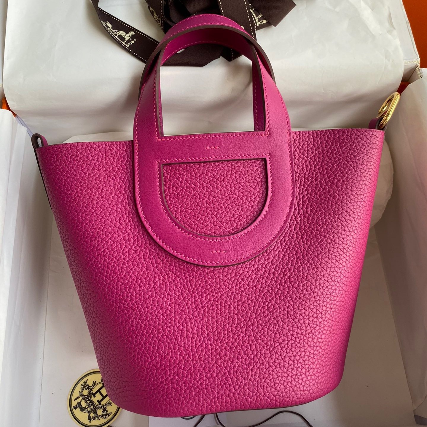 H**mes in the loop 18 handmade bag in rose purple clemence leatherther