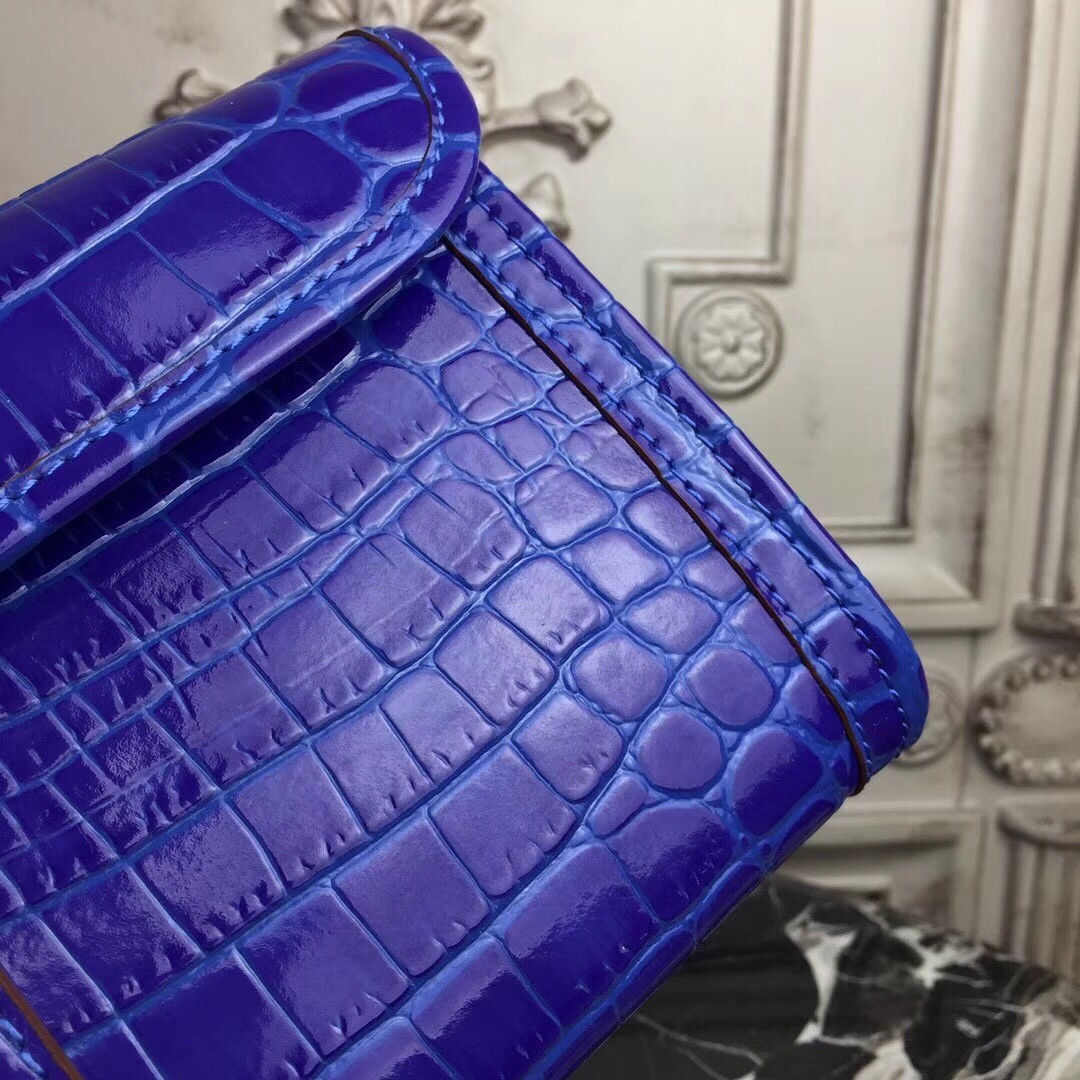 H**mes jige elan 29 clutch in blue electric crocodile leather