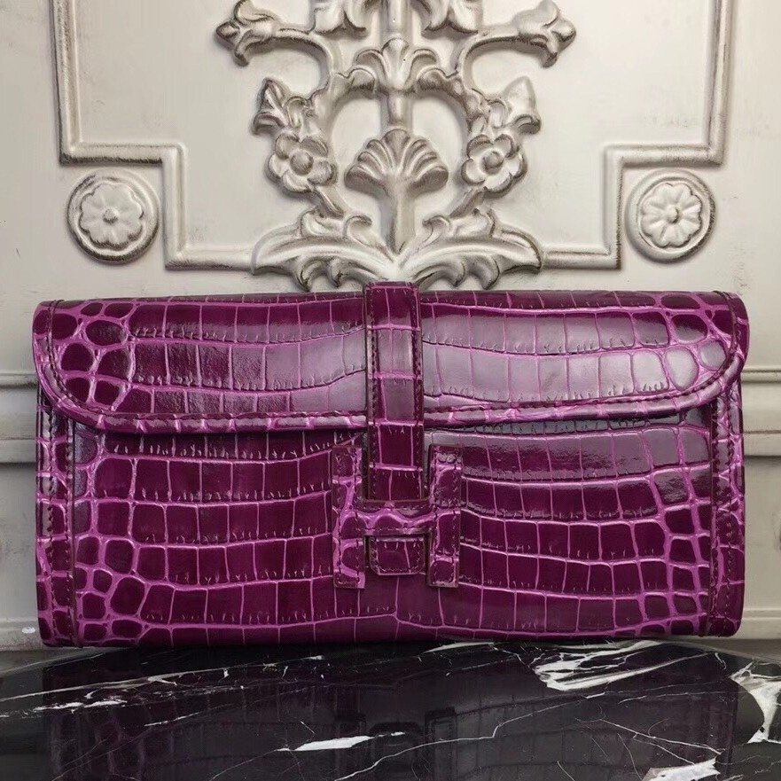 H**mes jige elan 29 clutch in fuchsia crocodile leather