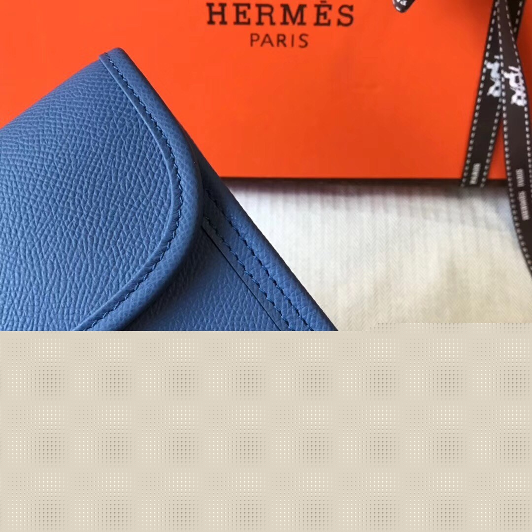 H**mes jige elan 29 clutch bag in blue agate epsom leather