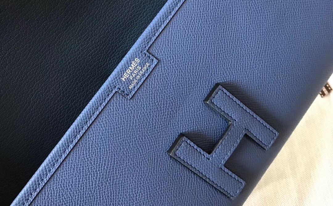 H**mes jige elan 29 clutch bag in blue agate epsom leather