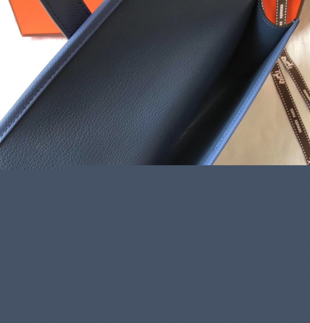 H**mes jige elan 29 clutch bag in blue agate epsom leather