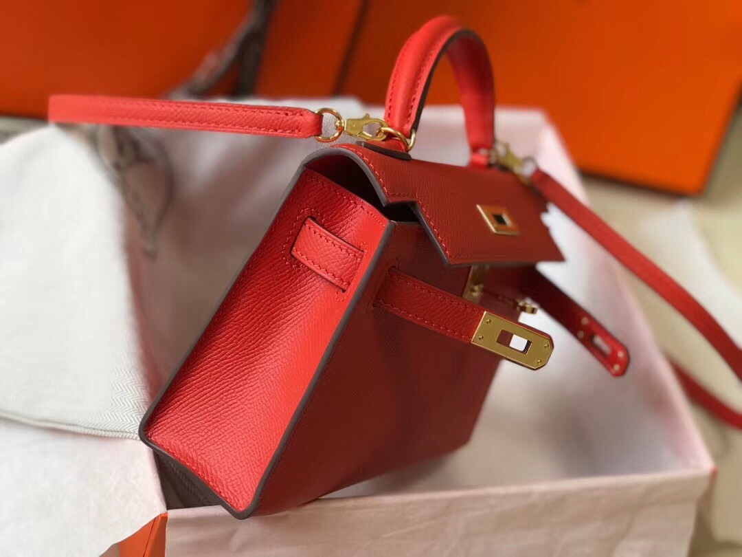 H**mes kelly mini ii bag in rouge casaque epsom leather