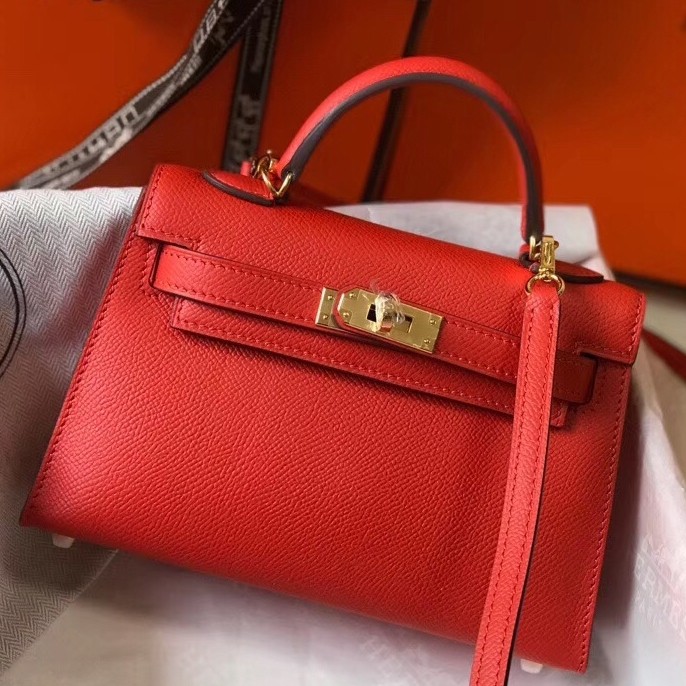 H**mes kelly mini ii bag in rouge casaque epsom leather