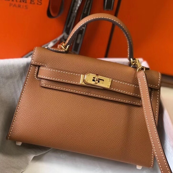 H**mes kelly mini ii bag in gold epsom leather