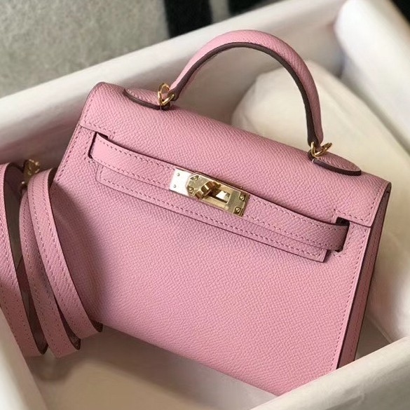 H**mes kelly mini ii bag in mauve sylvestre epsom leather