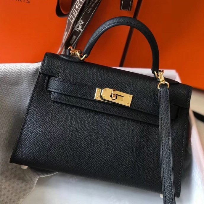 H**mes kelly mini ii bag in black epsom leather