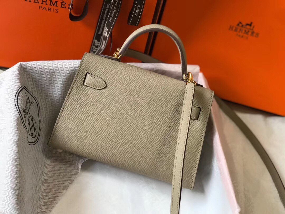 H**mes kelly mini ii bag in gris tourterelle epsom leather