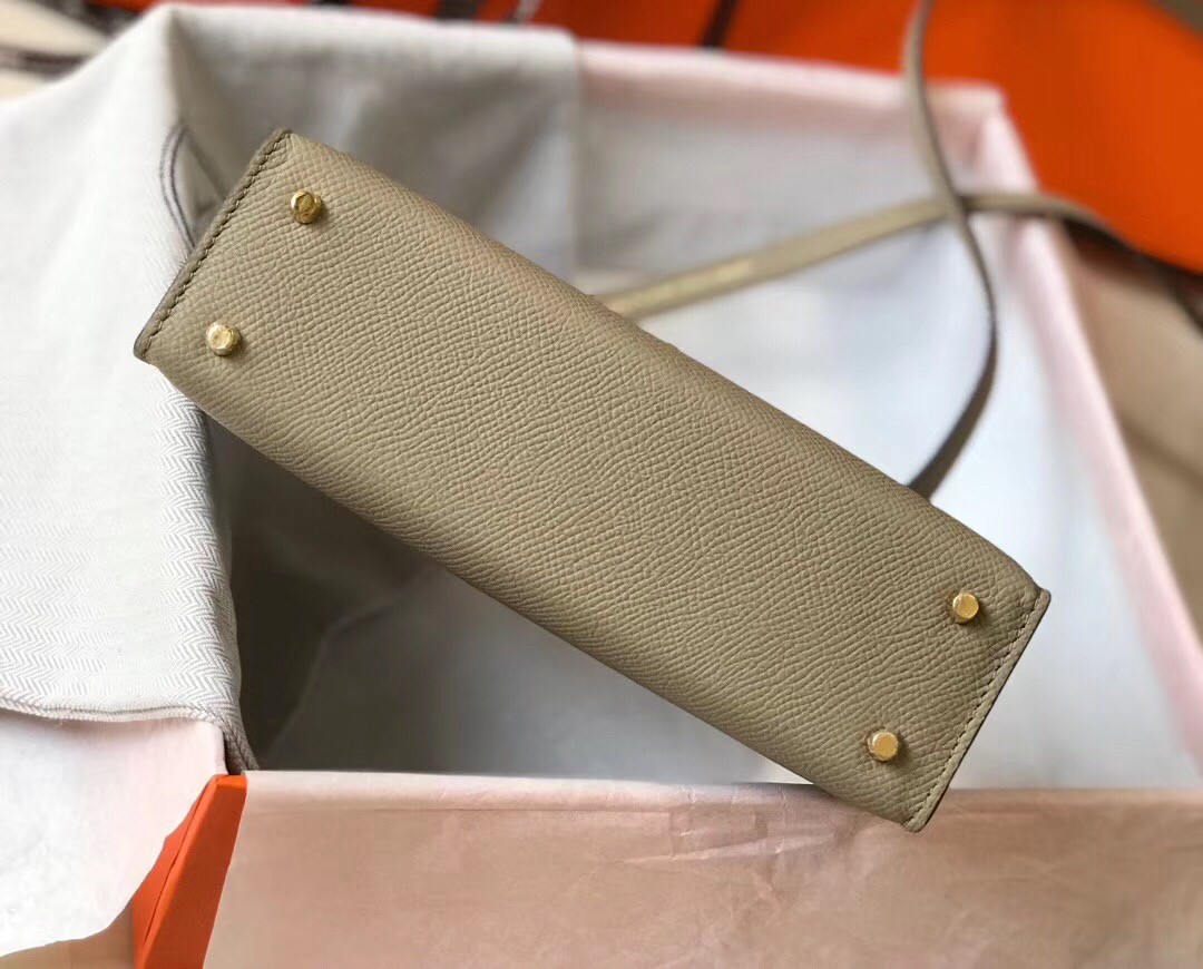 H**mes kelly mini ii bag in gris tourterelle epsom leather