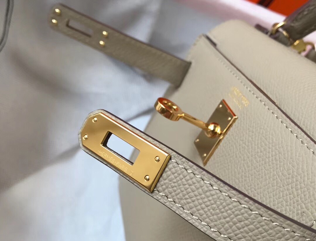 H**mes kelly mini ii bag in gris tourterelle epsom leather