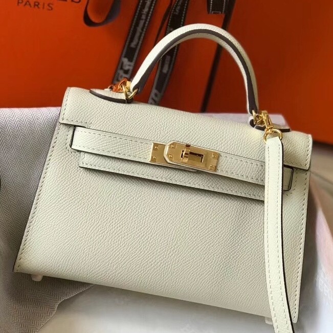H**mes kelly mini ii bag in white epsom leather