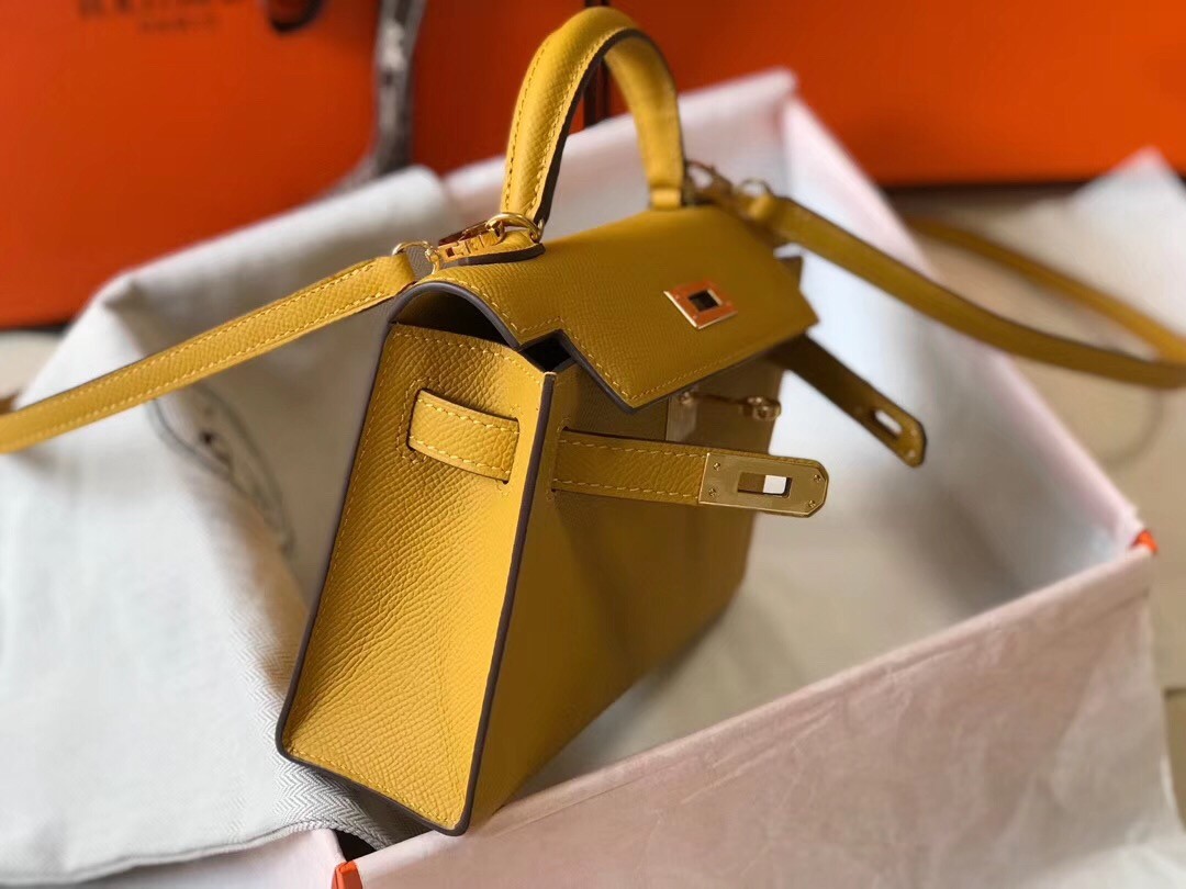 H**mes kelly mini ii bag in yellow epsom leather