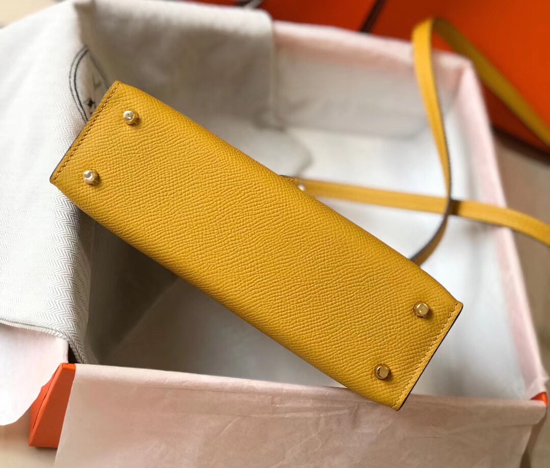 H**mes kelly mini ii bag in yellow epsom leather