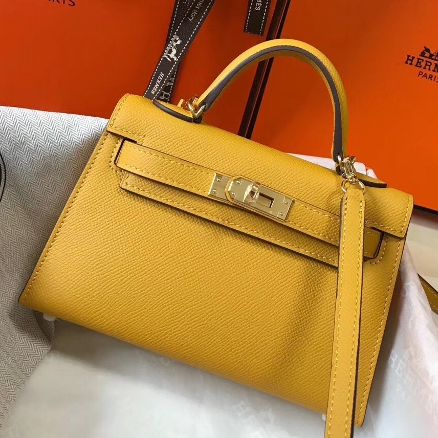H**mes kelly mini ii bag in yellow epsom leather