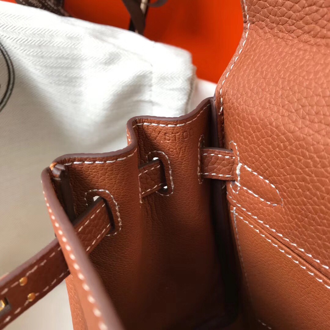 H**mes mini kelly 20cm bag in brown clemence leather