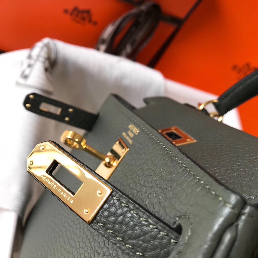 H**mes mini kelly 20cm bag in canopee clemence leather