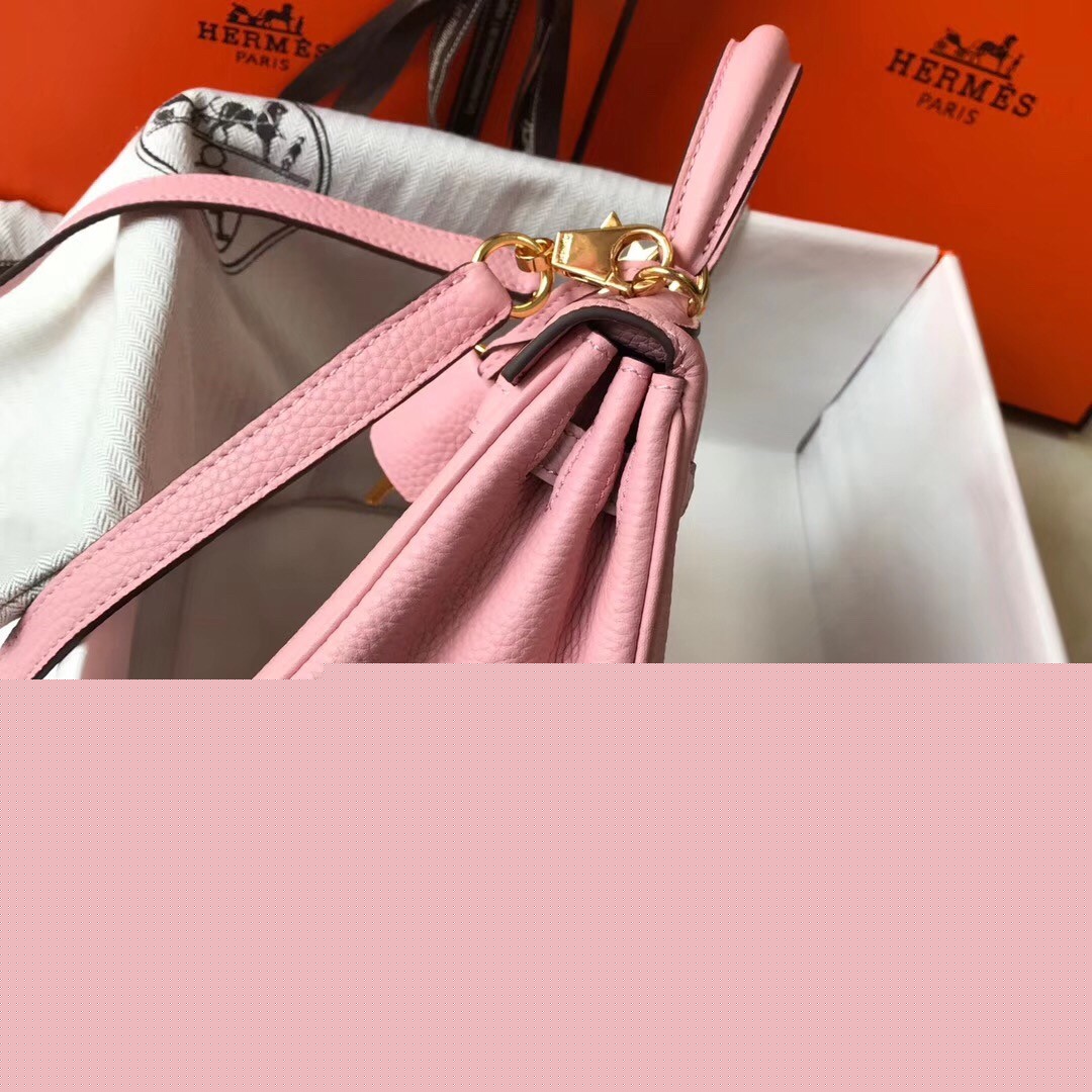 H**mes mini kelly 20cm bag in pink clemence leather