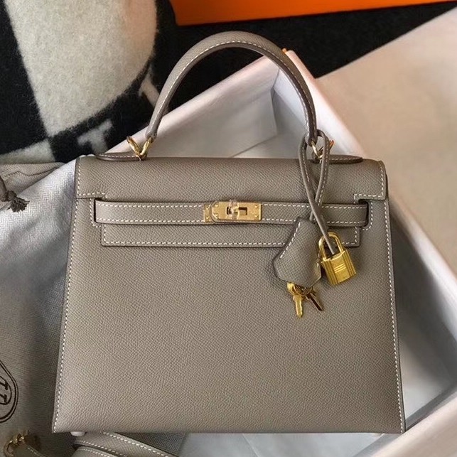 H**mes kelly 25cm sellier bag in gris asphalt epsom leather