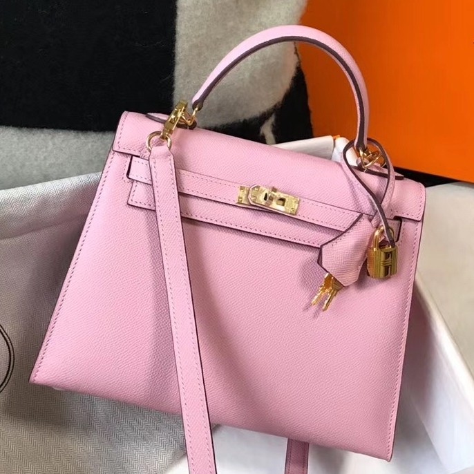 H**mes kelly 25cm sellier bag in mauve sylvestre epsom leather