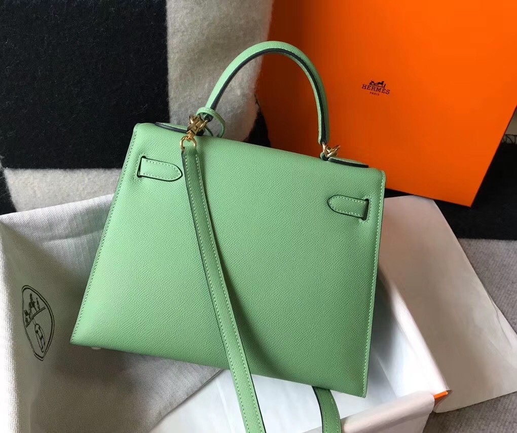 H**mes kelly 25cm sellier bag in vert criquet epsom leather
