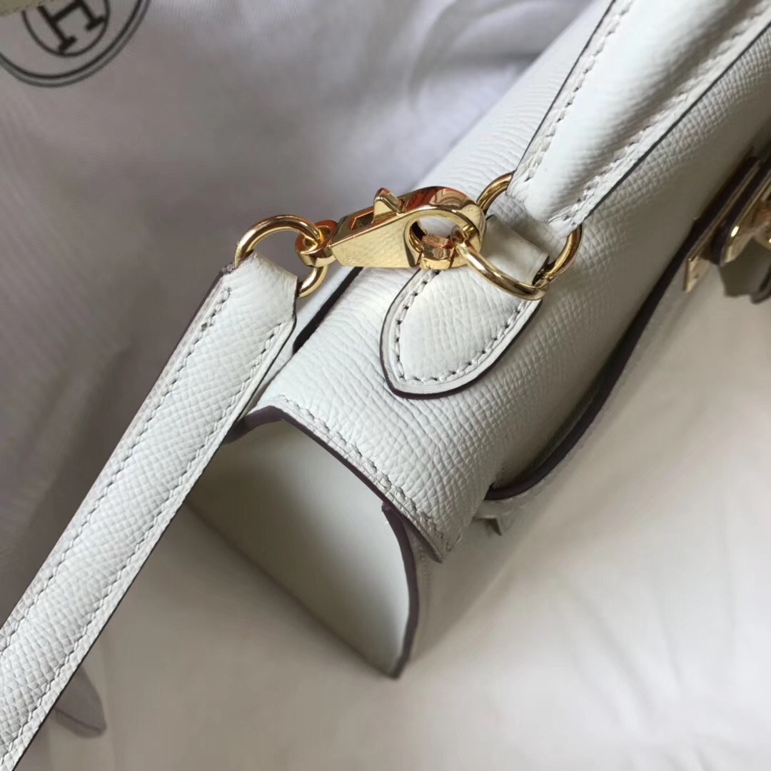 H**mes kelly 25cm sellier bag in white epsom leather