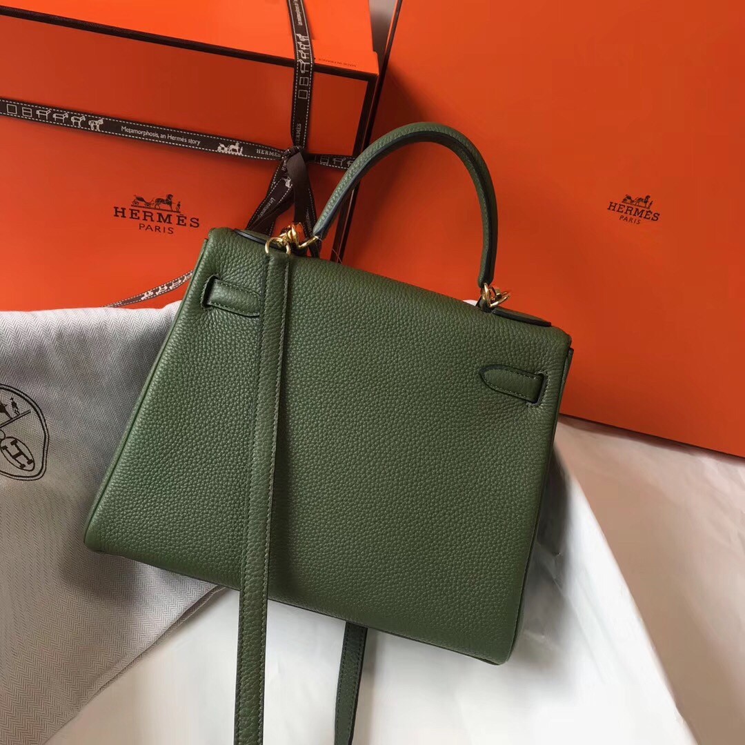 H**mes kelly 28cm retourne bag in canopee clemence leather
