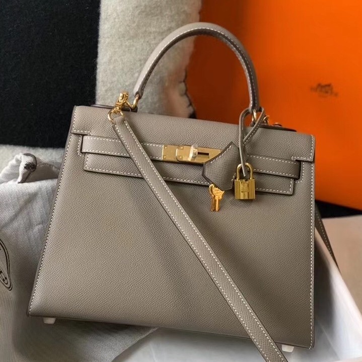 H**mes kelly 28cm sellier bag in gris asphalt epsom leather