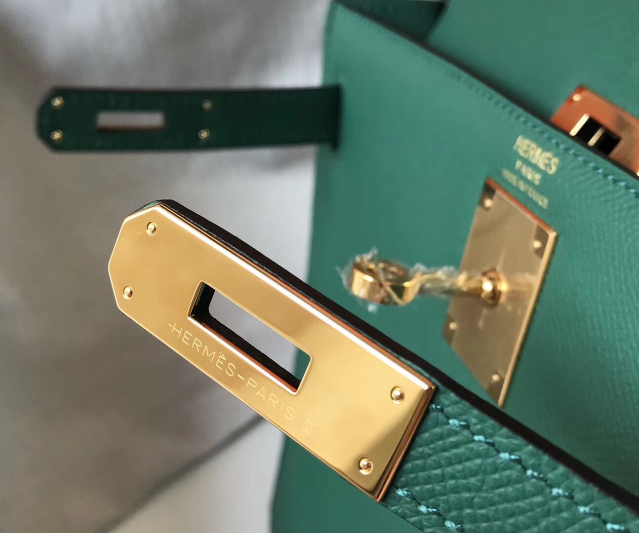 H**mes kelly 28cm sellier bag in malachite epsom leather