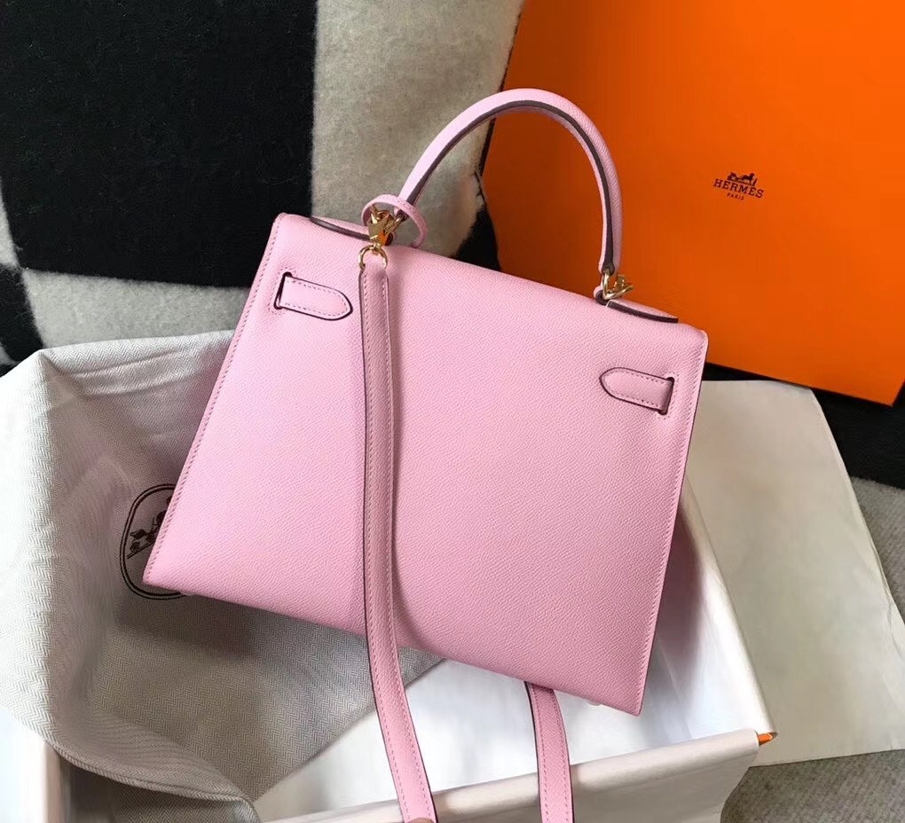 H**mes kelly 28cm sellier bag in mauve sylvestre epsom leather