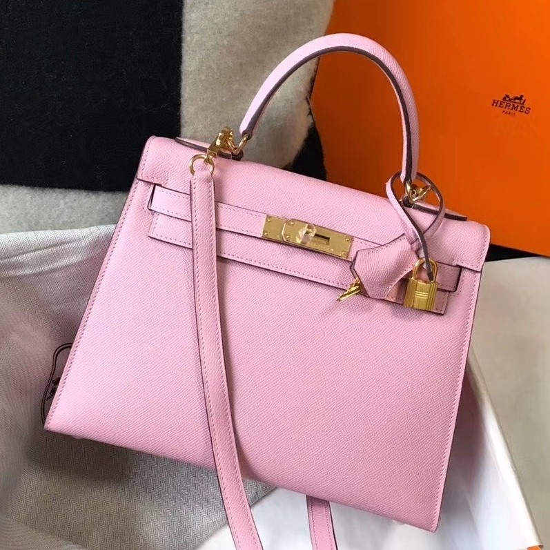 H**mes kelly 28cm sellier bag in mauve sylvestre epsom leather