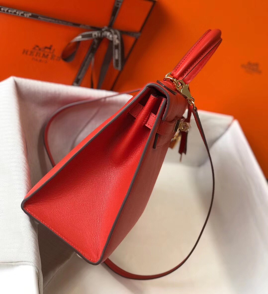 H**mes kelly 28cm sellier bag in red epsom leather