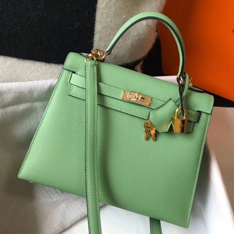 H**mes kelly 28cm sellier bag in vert criquet epsom leather