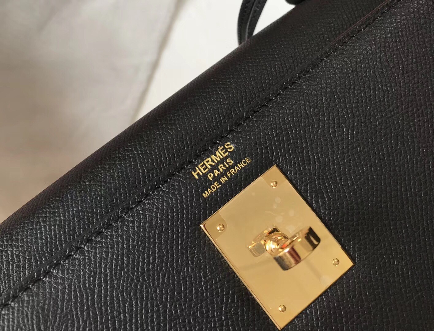 H**mes kelly 32cm sellier bag in black epsom leather