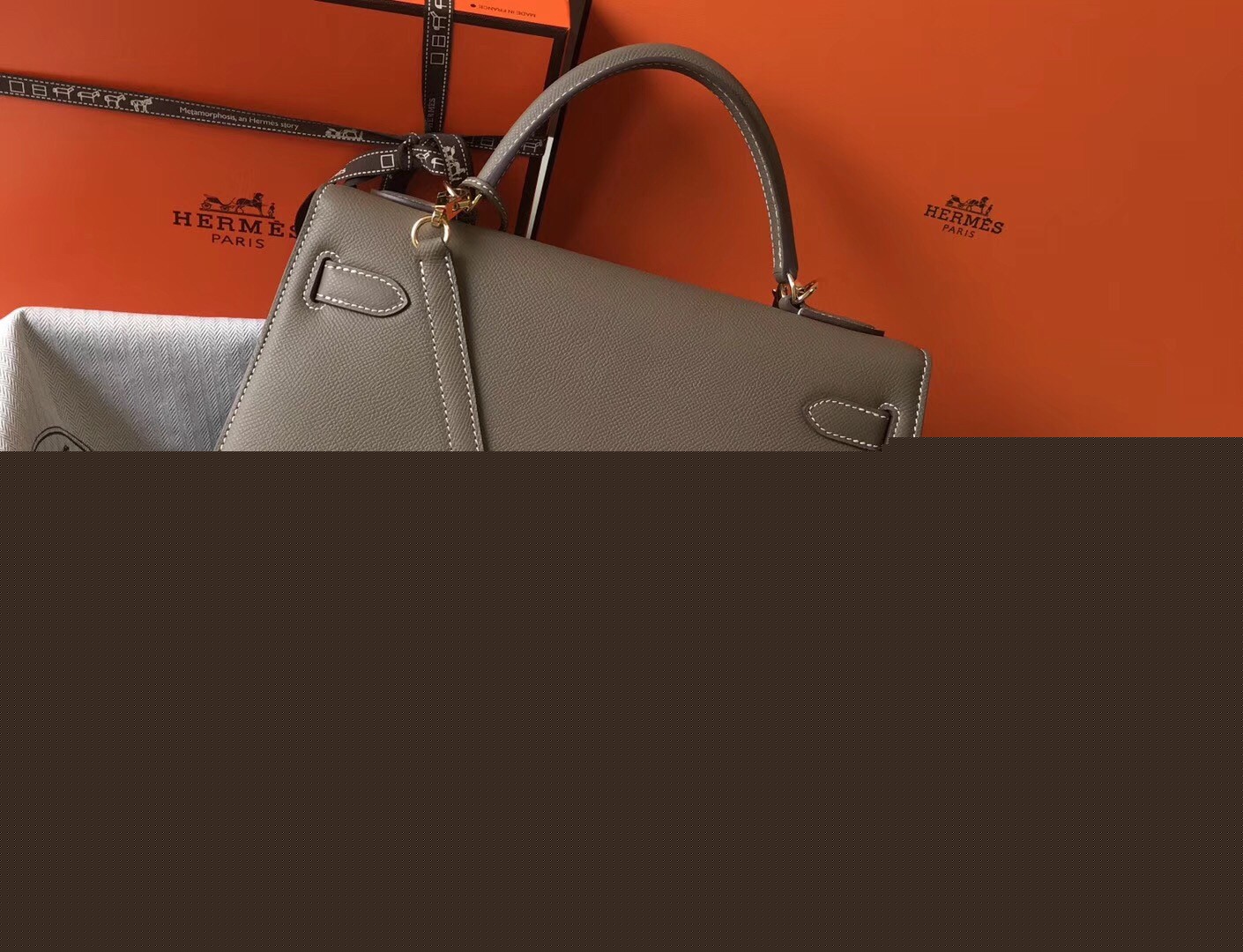 H**mes kelly 32cm sellier bag in taupe epsom leather