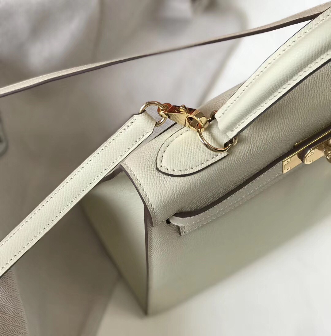 H**mes kelly 32cm sellier bag in white epsom leather