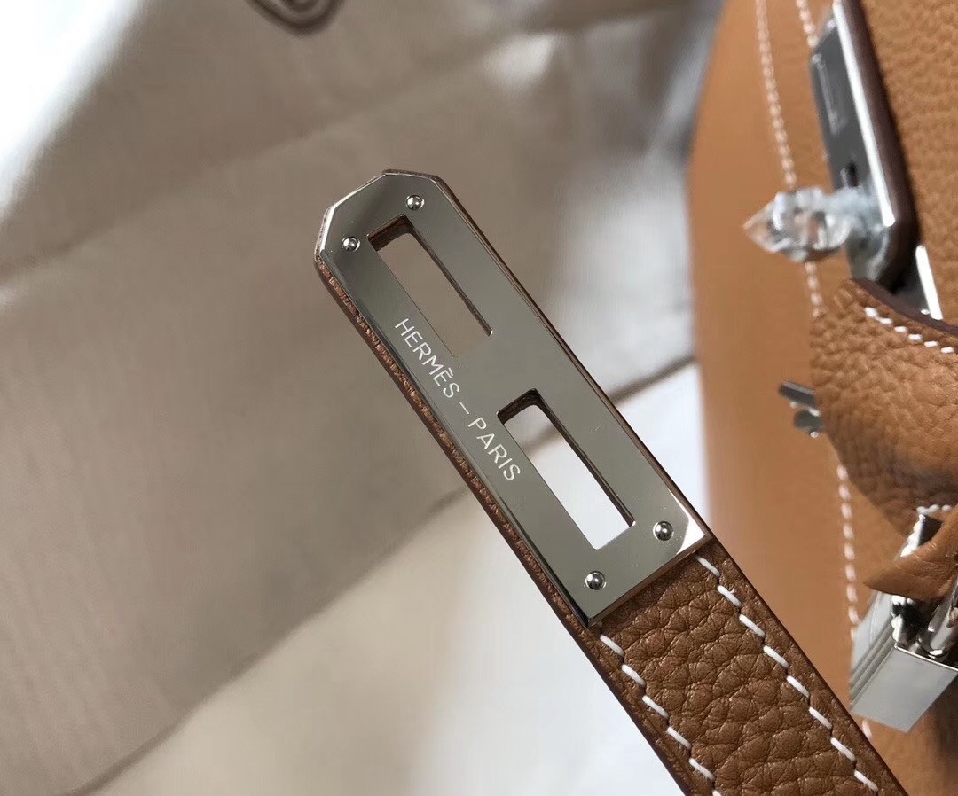 H**mes kelly depeche 34 briefcase in brown calfskin