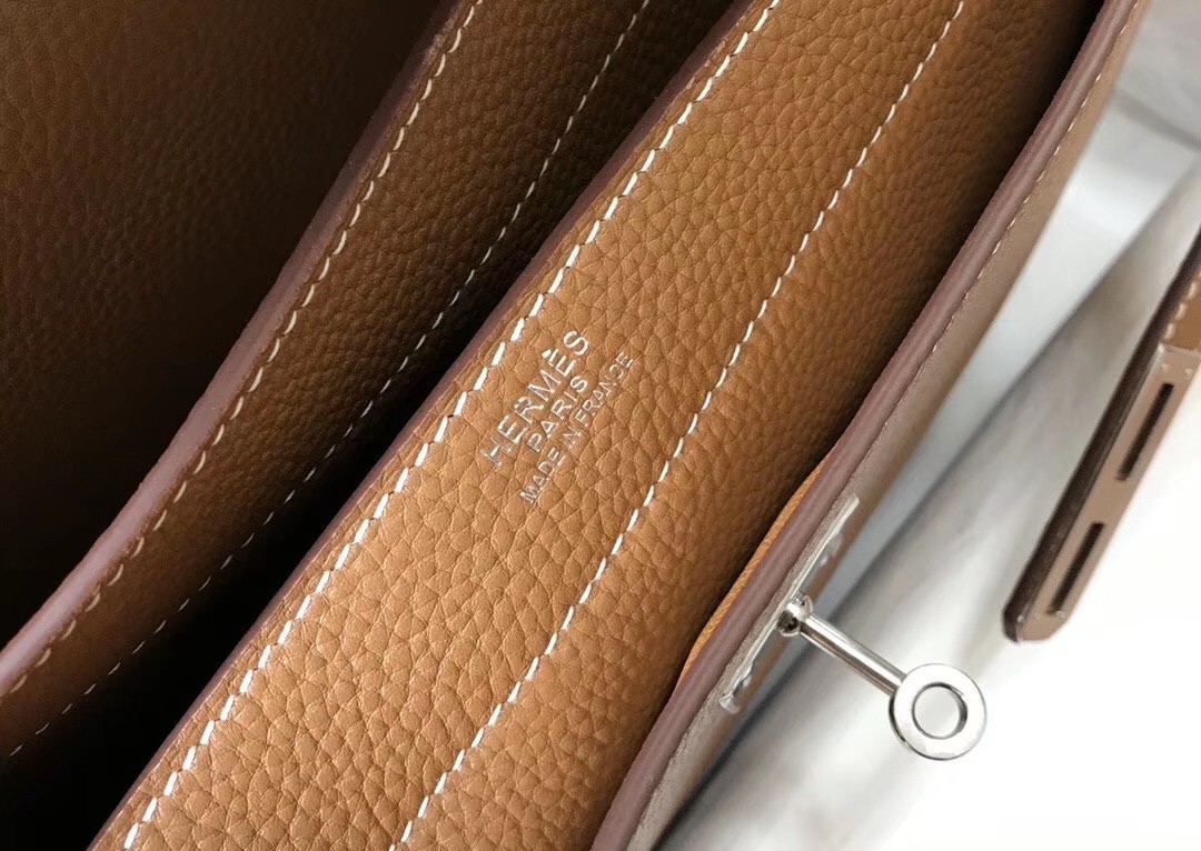 H**mes kelly depeche 34 briefcase in brown calfskin