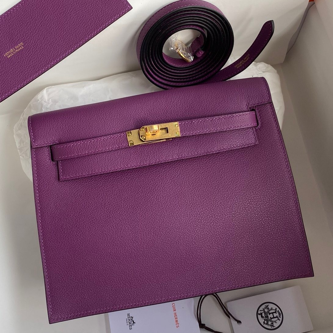 H**mes kelly danse ii handmade bag in anemone evercolor calfskin