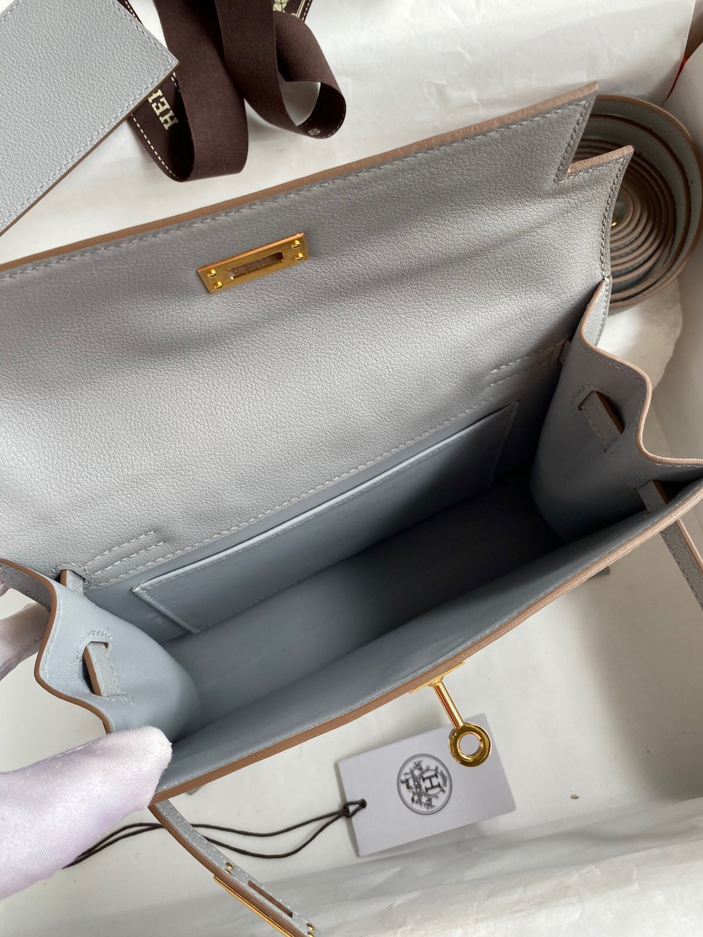 H**mes kelly danse ii bag in blue glacier evercolor calfskin