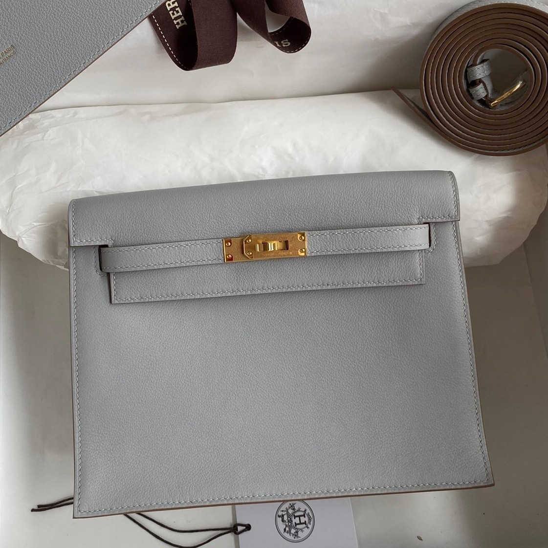 H**mes kelly danse ii bag in blue glacier evercolor calfskin