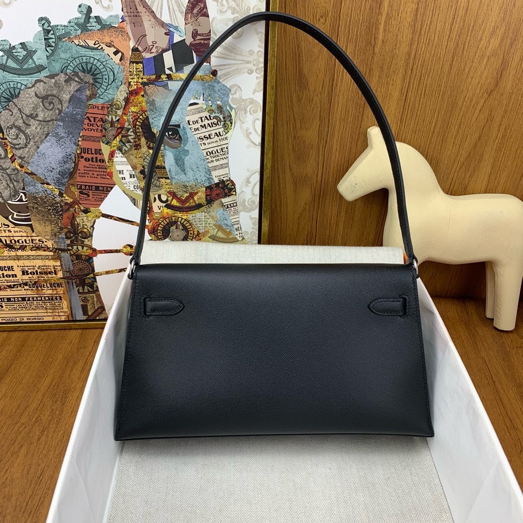H**mes kelly elan handmade bag in black epsom leather