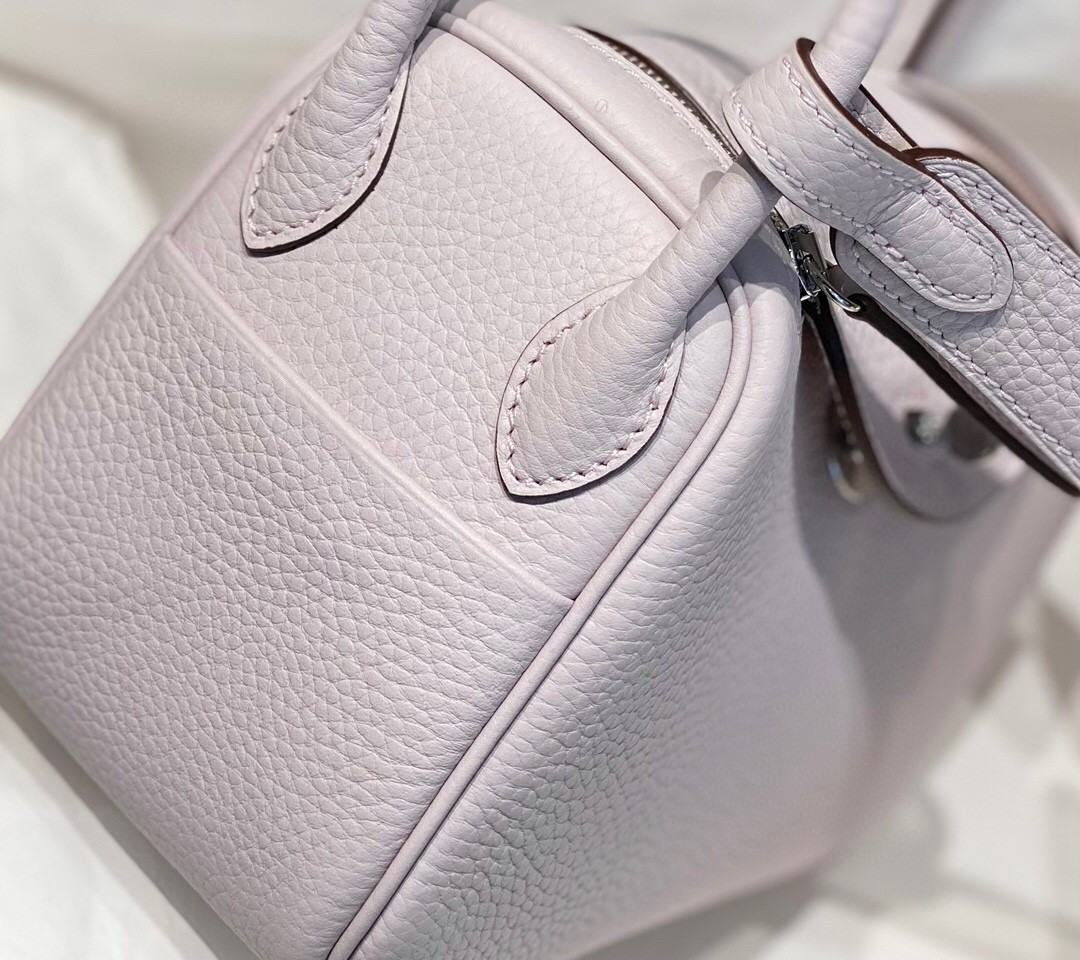 H**mes lindy mini bag in mauve pale clemence leather phw
