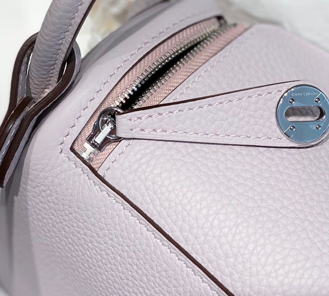 H**mes lindy mini bag in mauve pale clemence leather phw