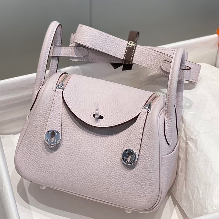 H**mes lindy mini bag in mauve pale clemence leather phw