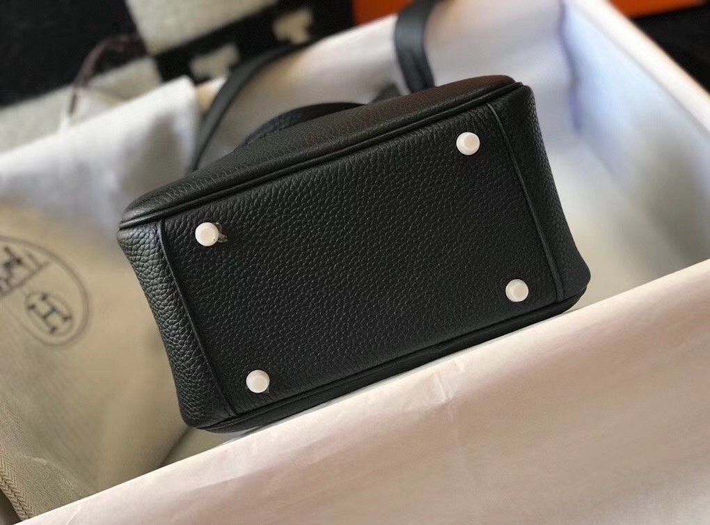 H**mes lindy mini bag in black clemence calfskin
