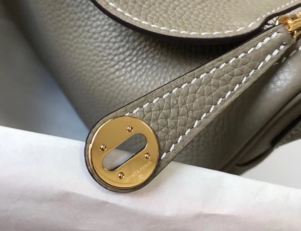 H**mes lindy mini bag in tourterelle clemence calfskin