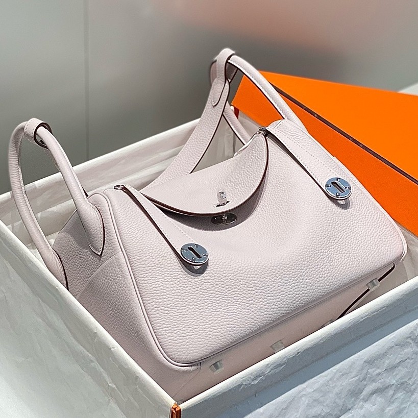 H**mes lindy 30cm bag in mauve pale clemence leather phw