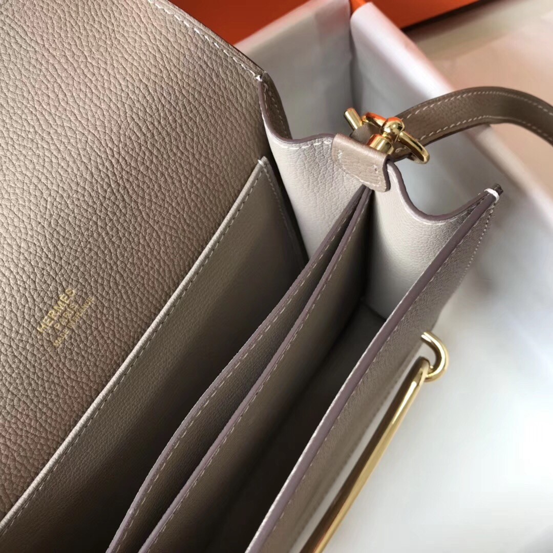 H**mes sac roulis mini bag in grey evercolor calfskin