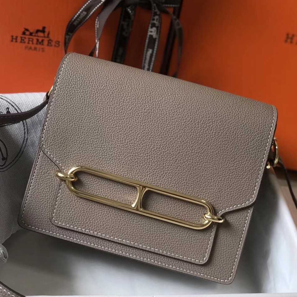 H**mes sac roulis mini bag in grey evercolor calfskin