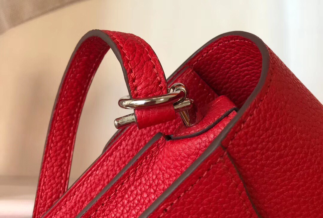 H**mes sac roulis mini bag in red evercolor calfskin